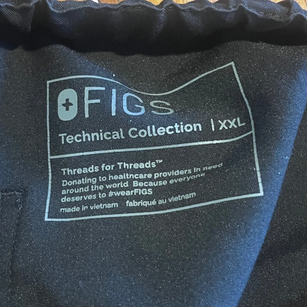 FIGS Technical Collection Black Scrub Pants XXL FM4500 Straight Leg Drawstring